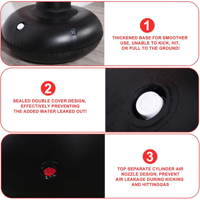 Надувний боксерський мішок для дітей 160 см, рукавиці та насос - для занять боксом, карате в приміщенні та на вулиці, чорний