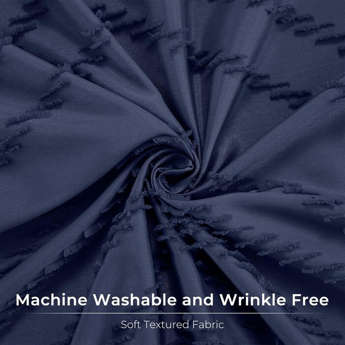 Двері для душу, довгі, сучасний сільський стиль, Богемний шик, туфтована, Chevron, текстурована, смугаста, мінімалістична, тканинна, мила, (Темно-синій, H198.1 x B182.9 см (1 шт))