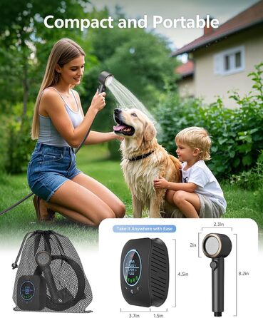 Портативний душ для кемпінгу з акумулятором 8000mAh, 6л/хв - насос для душу для подорожей, походу, миття