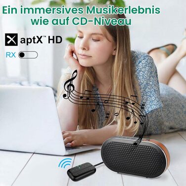 Bluetooth 5.4 адаптер 2-в-1 (передавач та приймач) Pro 2026, бездротовий аудіо-адаптер для ТБ, ПК, авто та Nintendo Switch, підтримка 2-х навушників, AUX, чорний