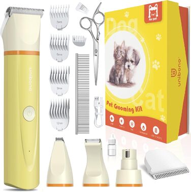 Набір для стрижки собак та котів Leise: акумуляторна машинка з 4 насадками, водонепроникна IPX7, для догляду за мордочкою, вухами, лапами та тілом