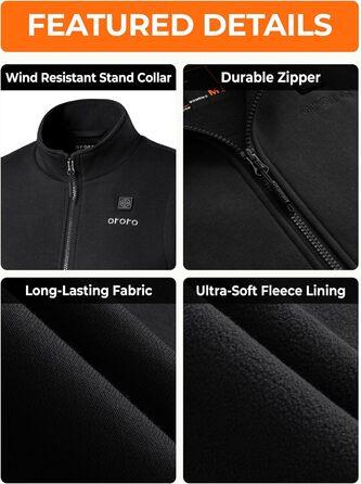 Обогрівальна жилетка OROORO для жінок, флісова, з Powerbank, чорна, XL