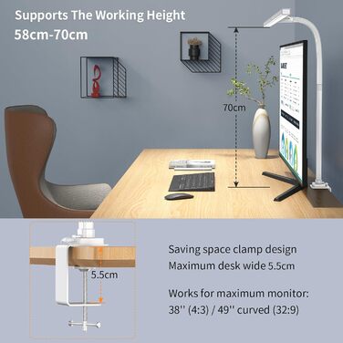 LED лампа для столу EppieBasic з регулюванням яскравості, 24W, для офісу та дому, захист очей, 6 кольорів, авто-диммування