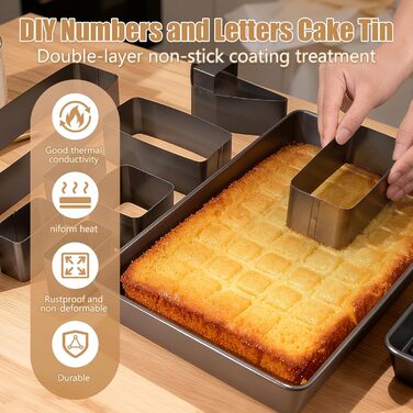 Набір форм для випічки з антипригарним покриттям, форми для випічки у вигляді літер та цифр, великі регульовані форми для кексів з алюмінію, набір для випічки DIY для вирізання печива на весілля, день народження, хрещення