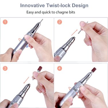 JCMaster TouchPro+ Nagelfräзер 35000 об/хв - професійний набір для манікюру та педикюру, електричний, з торшетом, 4 насадки, для гелю та акрилу