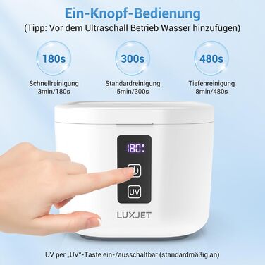 Ультразвуковий очищувач 48000Hz з УФ-дезінфекцією для зубних кап, брекетів, протезів та ювелірних виробів - 300 мл, 24 Вт