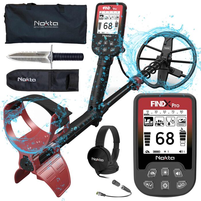 Nokta FINDX PRO - професійний металошукач, водонепроникний, з котушкою 28 см, для пошуку золота, з функцією Pinpoint, USB-зарядка, 4 режими, для дорослих