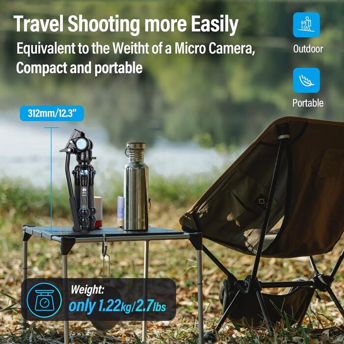 SIRUI AM-203S Міні-штатив з алюмінію: компактний, 15кг, 42см, для DSLR, Vlogging