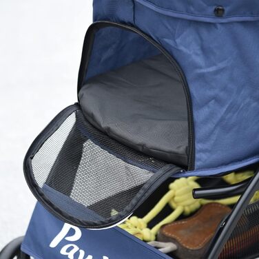 Візок для собак PawHut, складаний, з подушкою, для котів та собак, 4 колеса, сітчасте вікно, місткий, матеріал 600D Oxford (Блакитний)