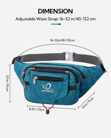 WATERFLY Поясна сумка на пояс для чоловіків та жінок, спортивна, для бігу, фітнесу, тренувань, туризму, блакитна