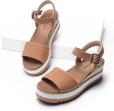 Еспадрильї жіночі DREAM PAIRS босоніжки на платформі з відкритим носком, колір коричневий, розмір 43 EU