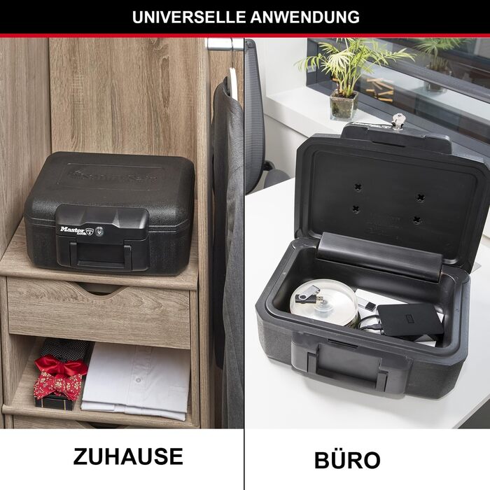 Master Lock Fireproof and Waterproof Safe with Key - Triple Protection: Flight, Fire & Flood, 5L, 15.5 x 36.2 x 28.4 cm