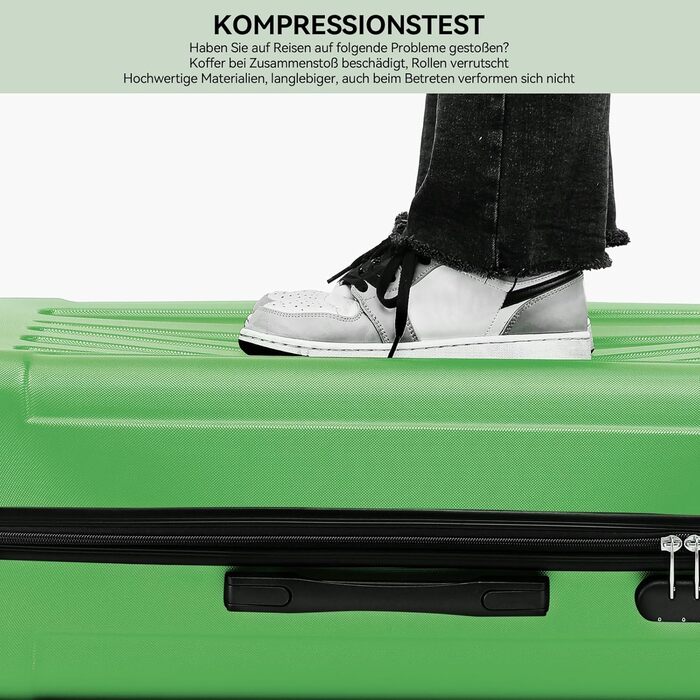 Набір валіз Beibye 2045 з подвійними колесами, 3 шт. Валізи Trolley з жорсткою оболонкою, 20 кольорів (Темно-зелений/Оливковий)