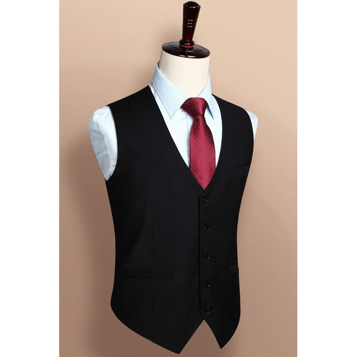 Чоловіча жилетка для весілля та свят HISDERN, бавовна, однотонна, чорна (M)