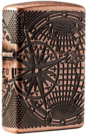Zippo 29853 – World Map, Antique Copper – Gasoline Windproof Lighter, Refillable, in a High-Quality Gift Box