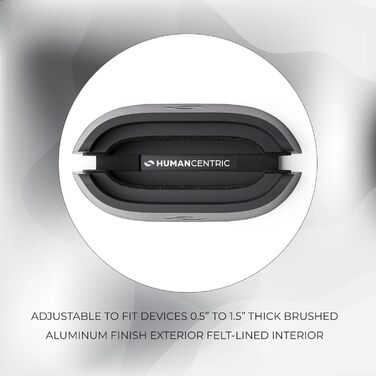 HumanCentric Adjustable Laptop Stand & Dock - Leather & Aluminum Black - Vertical Stand for MacBook Pro & Laptops (0.5' - 1.5')