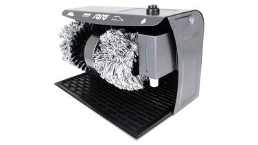 Saro 328-1050 Shoe Polishing Machine Model ESP 006 for automatic cleaning/maintenance of shoes (2 polishing brushes, 1 pre-cleaning brush, shoe cream dispenser, foot pedal operation, easy cleaning) anthracite