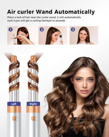 Фен-щітка 6 в 1 Airbrush Pro | Набір для укладки волосся - 1000W, круглі щітки, керлер, фен-щітка, фен, випрямляч | Для всіх типів волосся - блакитний (класичний білий)