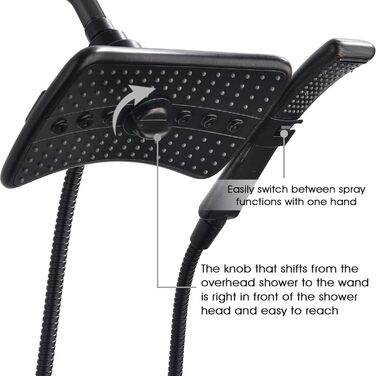BRIGHT SHOWERS Dual Shower Head Combo Set, Handheld Shower Head, Rainfall Shower Head, Combo with Black Face, 152.4 cm (60 inch) Stainless Steel Shower Hose, (2.5 Gallon Per Minute, Oil Rubbed Bronze)