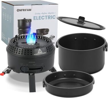 Набір кухонного посуду для кемпінгу на 2-4 особи: електро- та газовий набір 2в1, 700W + 2200W, посуд для кемпінгу, автодому, для дому та відпочинку на природі (1 каструля + 1 сковорода)