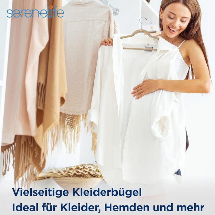 Серія з 10 вешалок для одягу SereneLife з оксамиту – економія місця, неслизькі, поворотний гачок 360°, для зберігання та організації одягу, 10 шт. (кремовий, 20 шт.)