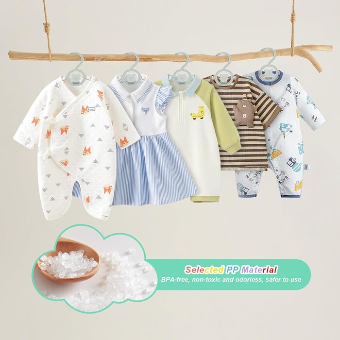 30 дитячих вішалок для одягу, регульовані, 28-36 см, з антиковзким покриттям та бантиками, для дітей, сірі