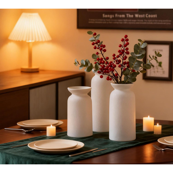 Керамічні вази 3 шт., сучасний мінімалізм, декор для дому, вази для пампасних трав, вітальня (12 білий)