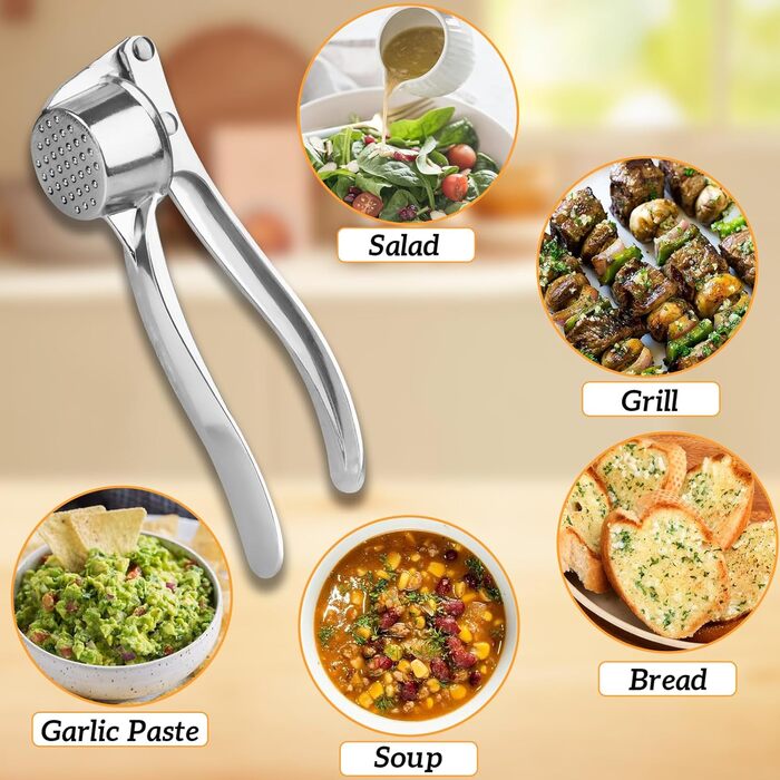 Пресс для часнику, подрібнювач часнику з нержавіючої сталі, придатний для миття в посудомийній машині, зручна ручка