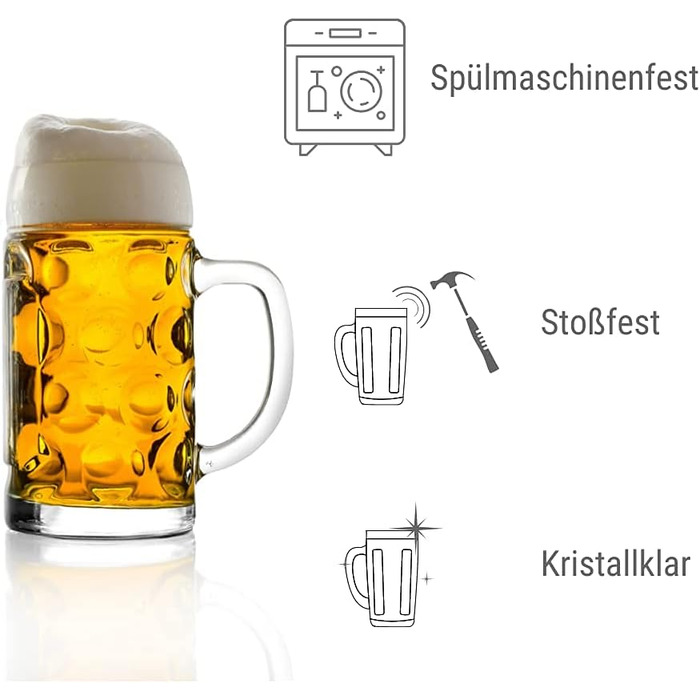 Набір пивних кружок Stölzle Lausitz ISAR, 6 шт, 0,5 л, скло Soda Lime