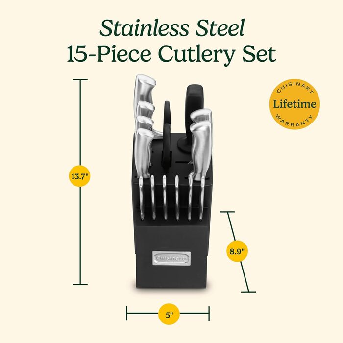 Cuisinart 15-Piece Stainless Steel Hollow Handle Knife Block Set