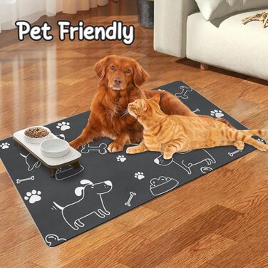 Килимок під миску для собак та котів, силіконовий, 30x50 см, водонепроникний, сірий