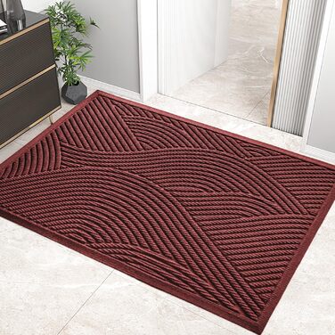 Килимок для входу HIYARD Robuste, 47x32 см, червоний, антиковзкий, вологопоглинаючий, міцний, для дому та офісу