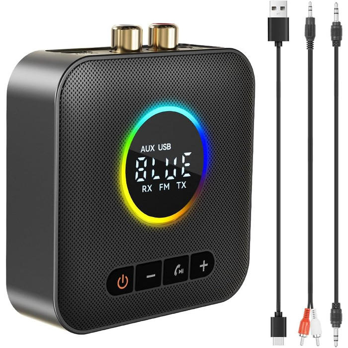 Bluetooth 5.4 Передавач та приймач AXFEE HiFi, 2-в-1, для аудіосистем, автомобілів, TV, з 3.5mm RCA, чорний