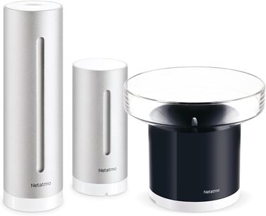 Netatmo Pack with indoor and outdoor weather station, wireless outdoor sensor, and intelligent rain gauge, humidity, air quality, indoor noise level, air pressure, NBU-NWS-NRG-EU Weather Station + Rain Gauge