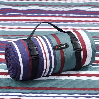 Великий килимок для пікніка HX&OD 203x152 см, водонепроникний, складаний, 3-шаровий, для кемпінгу, подорожей, парку, концертів, дому (червоний)