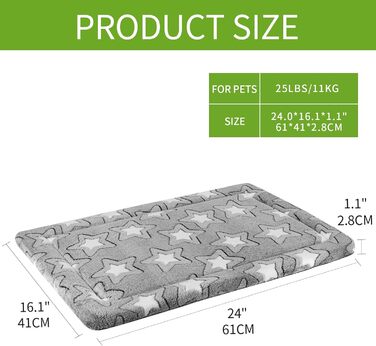 EMPSIGN Dog Bed, Medium-Sized Dogs, Washable Dog Cushion (cool and warm), Dog Mat made of High-Density Foam for Cages, Gray, 76x51x2.8cm (M (61*46*2.8cm))