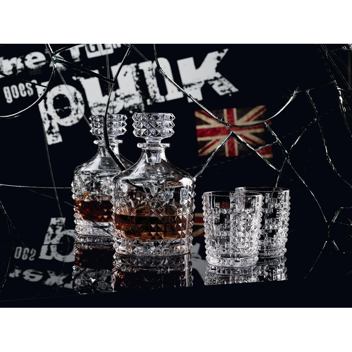 Набір віскі Nachtmann 4 шт., склянки віскі, кришталеве скло, 348 мл, Punk, декалітр + 2 склянки
