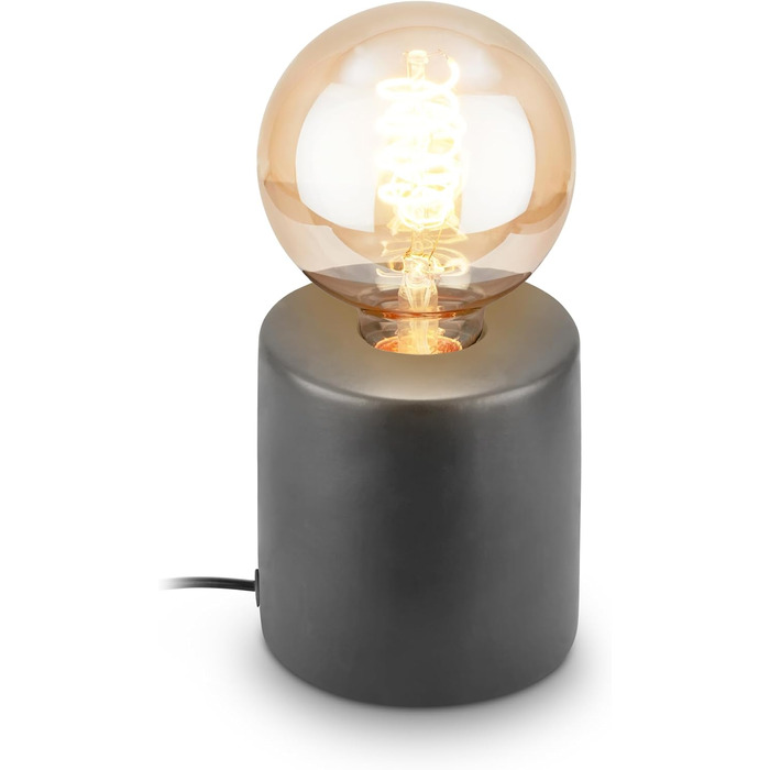 BRILONER Настільна лампа міні, ретро, вінтаж, кераміка, антрацит. Настільна лампа для спальні, кабінету, вітальні. E27, 10W, 10x9 см