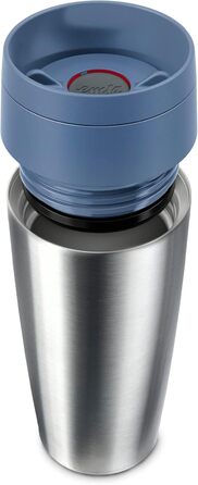 Термокружка Emsa N20202 Travel Mug Classic, 0.36 л, нержавіюча сталь, 4 години гаряча, 8 годин холодна, герметична, для миття в посудомийній машині, 360° отвір для пиття, синій