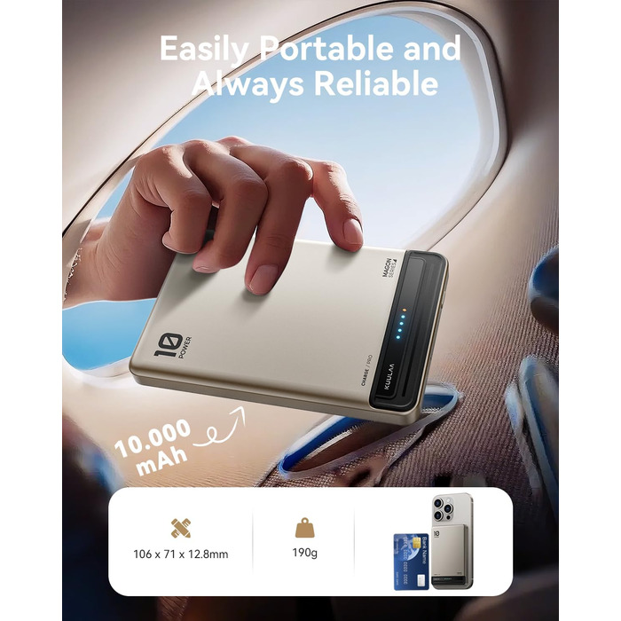 Power Bank Kuulaa Ultra Slim Magsafe 10000mAh з USB-C 20W PD, бездротова зарядка для iPhone 16/15/14/13/12