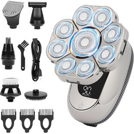 Електричний чоловічий голкострум OFFCUP Glatzen з 9D голками, водонепроникний IPX6, з LED-дисплеєм та тримером для носа (6 в 1)