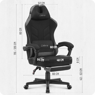 Ігрове крісло Cabro C504, чорно-сіре
