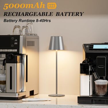 Набір з 2 бездротових настільних ламп LED з акумулятором, сенсорне регулювання яскравості, 3 режими кольору, USB-C зарядка для спальні, столу, кемпінгу (Чорний)