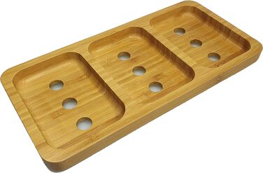 Стильна трисекційна мильниця з натурального бамбука для ванної/душу/кухні з водовідведенням та вентиляцією для швидкого висихання мила, гігієнічна, неслизька