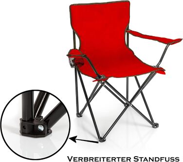 Крісло для риболовлі BigDean, складане, з підстаканником та сумкою - крісло для кемпінгу, риболовлі, саду (червоне)