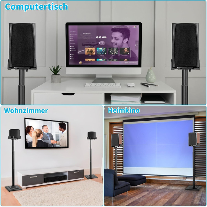 Регульовані підставки для акустики SB-204: пара підставок для сателітної та поличкової акустики, до 5 кг, з кабельним каналом