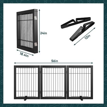 Бамбуковий захисний забір для тварин Semiocthome (2 панелі, 61 см), для дому, для собак та котів, безпечний, чорний
