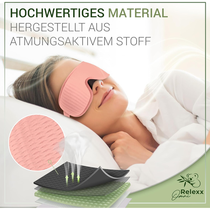 Сонна маска для жінок – дихаюча маска для сну – зручна та м'яка – блокує світло – для подорожей – 3D-поглиблення для очей – з memory foam (рожева)