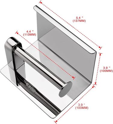 Тримач туалетного паперу Ibergrif з 2 способами монтажу, без свердління, з полицею, нержавіюча сталь (полірована)