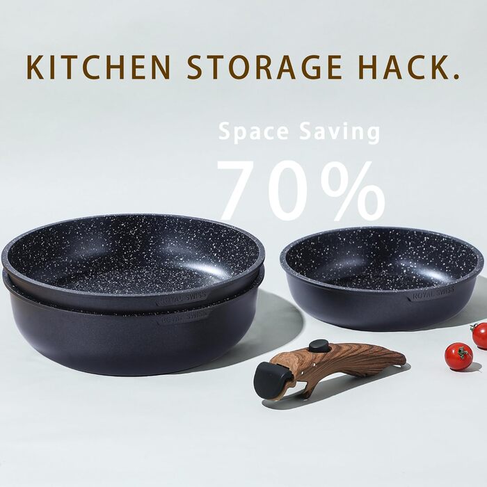 Набір посуду Royal Swiss Diamant Beige, 9 предметів, індукційний, з 2 ручками, для всіх плит, без PFOA, PFAS